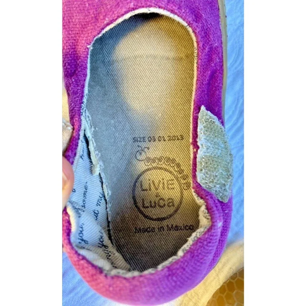 Livie & Luca Girl’s CARTA Mary Jane Purple Classic Textile Shoes Toddler Sz 5 T
